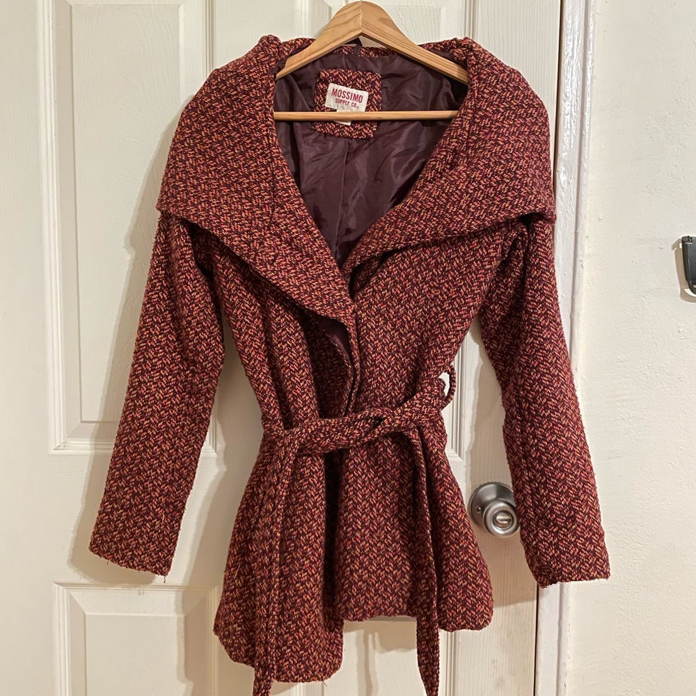 Burgundy/red wrap coat - Picture 2 of 4